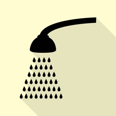 Duş basit kayıt. Düz stil gölge yoluyla krem arka plan üzerinde siyah simgesi.