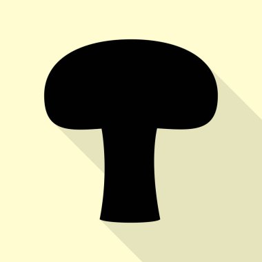 Mantar basit kayıt. Düz stil gölge yoluyla krem arka plan üzerinde siyah simgesi.