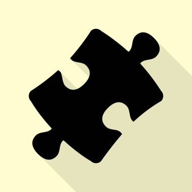 Parça işareti bulmaca. Düz stil gölge yoluyla krem arka plan üzerinde siyah simgesi.