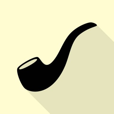 Boru işareti duman. Düz stil gölge yoluyla krem arka plan üzerinde siyah simgesi.