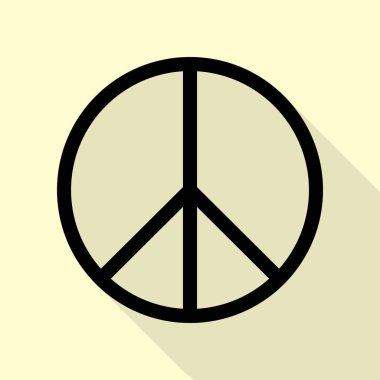 Barış işareti illüstrasyon. Düz stil gölge yoluyla krem arka plan üzerinde siyah simgesi.