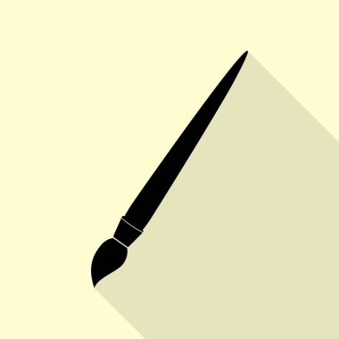 Fırça işareti illüstrasyon. Düz stil gölge yoluyla krem arka plan üzerinde siyah simgesi.