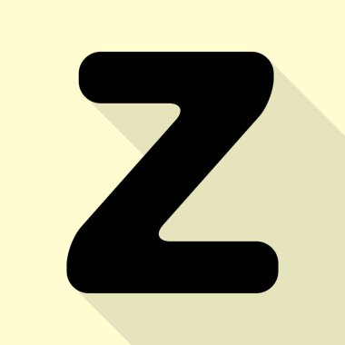 Harf Z işareti şablon öğesi tasarım. Düz stil gölge yoluyla krem arka plan üzerinde siyah simgesi.