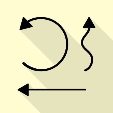 Basit arayüzü okları siyah simgesine krem arka plan üzerinde düz stil gölge yolu ile ayarla.