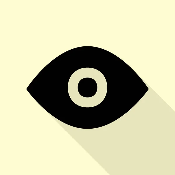 Eye sign illustration. Black icon with flat style shadow path on cream background. — Stock Vector