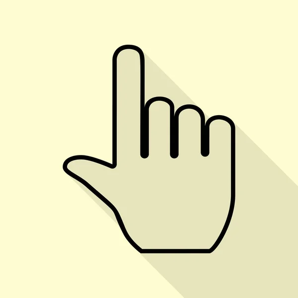 Ilustração do sinal da mão. Ícone preto com estilo plano sombra caminho no fundo creme . — Vetor de Stock