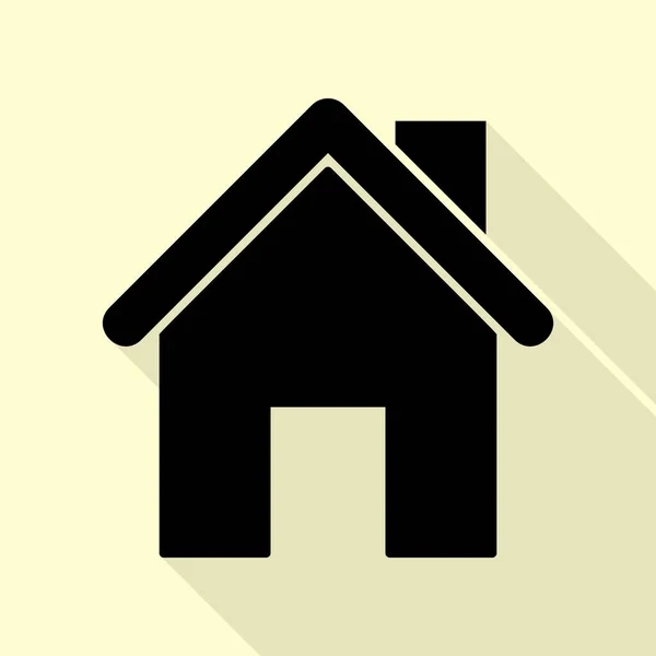 Silhouetten-Illustration zu Hause. schwarzes Symbol mit flachem Schattenpfad auf cremefarbenem Hintergrund. — Stockvektor
