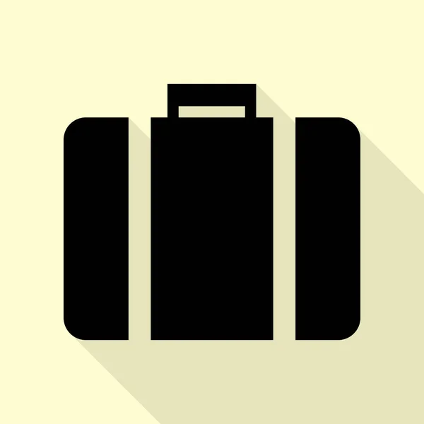ブリーフケースの記号の図。クリーム色の背景上のフラット スタイル影パスと黒のアイコン. — ストックベクタ