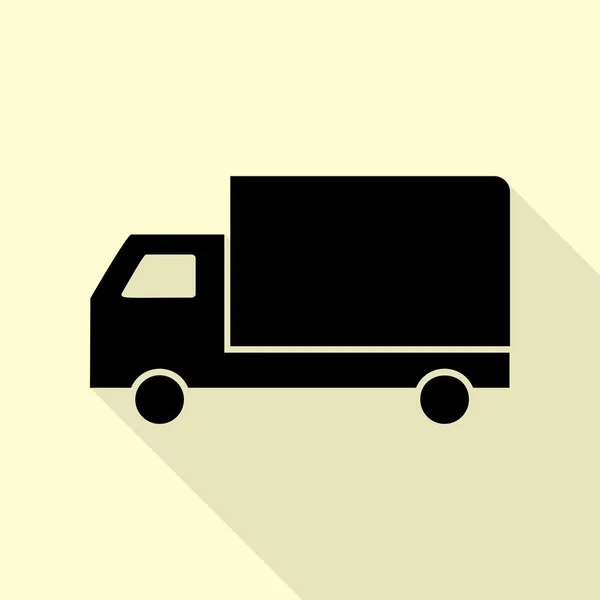 Illustration du signe de livraison. Icône noire avec chemin d'ombre de style plat sur fond crème . — Image vectorielle