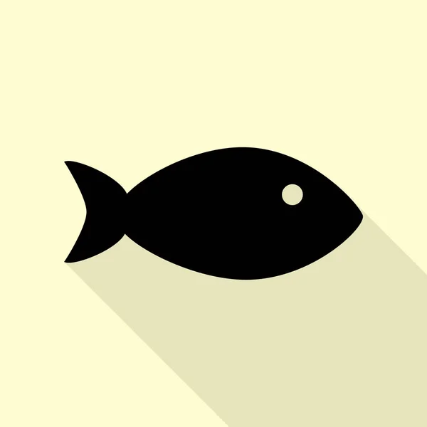 鱼签署的插图。与平面样式阴影路径奶油背景上的黑色图标. — 图库矢量图片