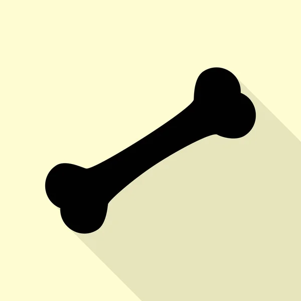 Knochenzeichenillustration. schwarzes Symbol mit flachem Schattenpfad auf cremefarbenem Hintergrund. — Stockvektor