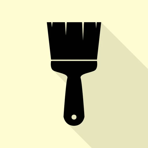 Ilustración de signos de pincel. Icono negro con camino de sombra de estilo plano sobre fondo crema . — Vector de stock