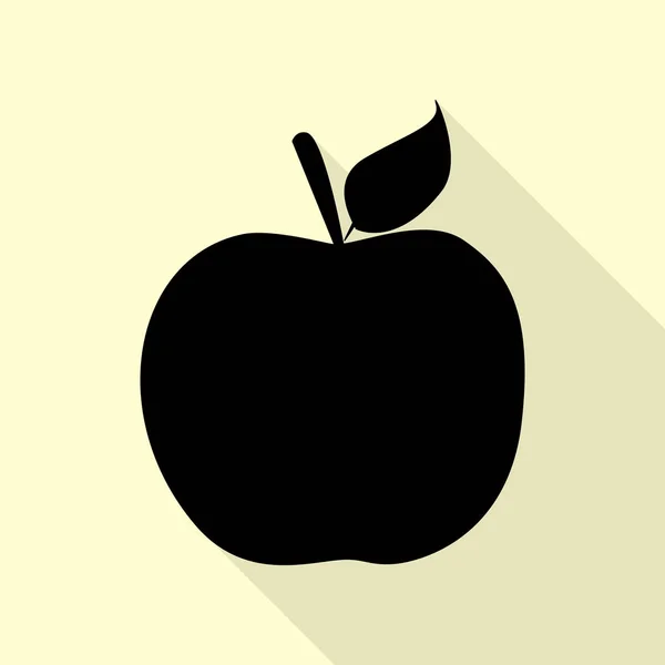 Illustration de panneau Apple. Icône noire avec chemin d'ombre de style plat sur fond crème . — Image vectorielle