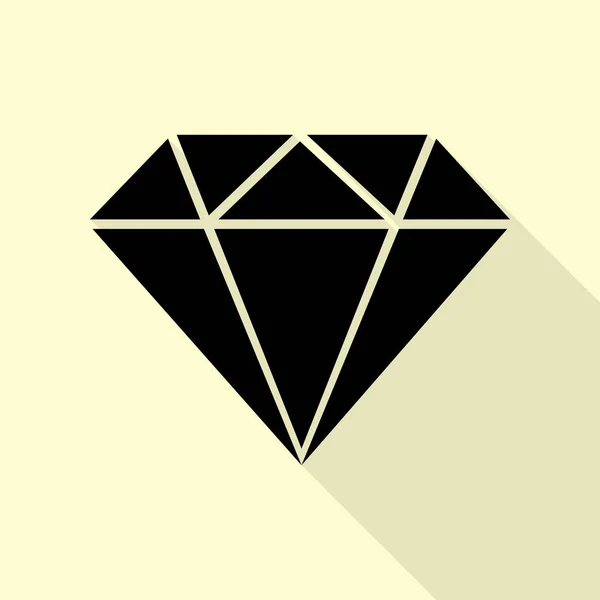 Illustration en diamant. Icône noire avec chemin d'ombre de style plat sur fond crème . — Image vectorielle