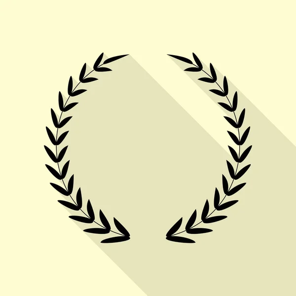 Assinatura da Laurel Wreath. Ícone preto de estilo plano no branco . —  Vetores de Stock