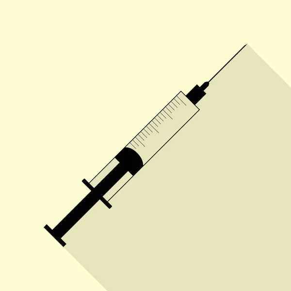 Illustration du panneau de seringue. Style plat icône noire sur blanc . — Image vectorielle