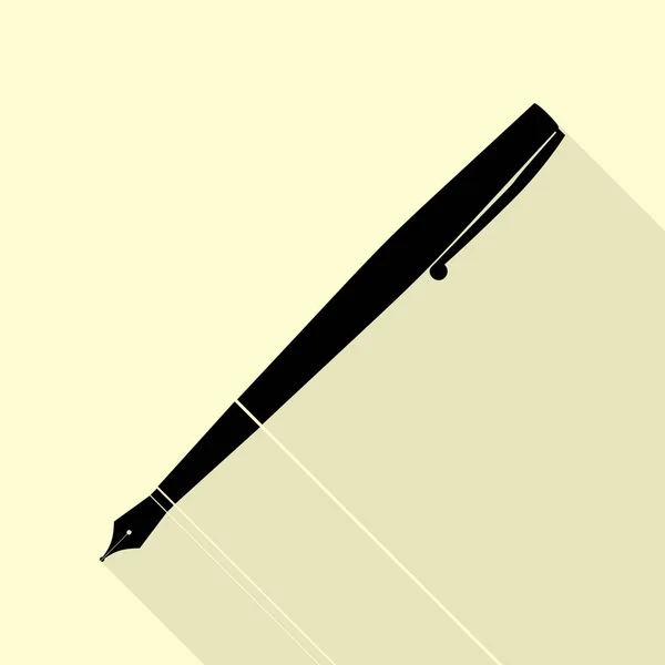 Illustrazione del segno della penna. Icona nera in stile piatto su bianco . — Vettoriale Stock