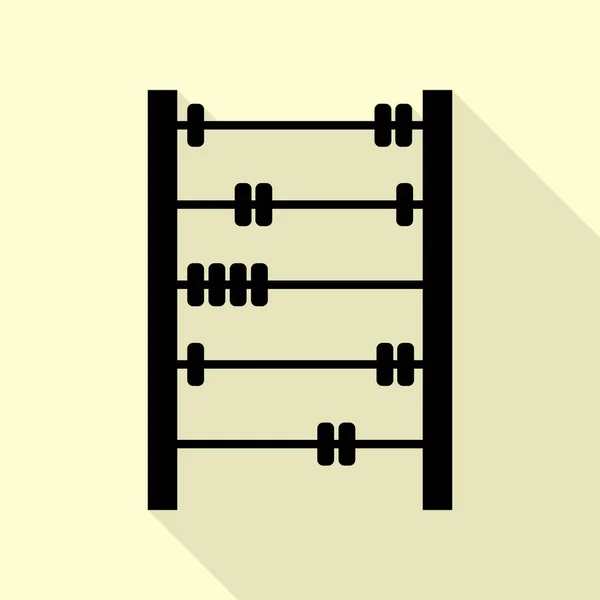 Retro abacus znamení. Černá ikona s ploché styl stínu cestou na krém pozadí. — Stockový vektor
