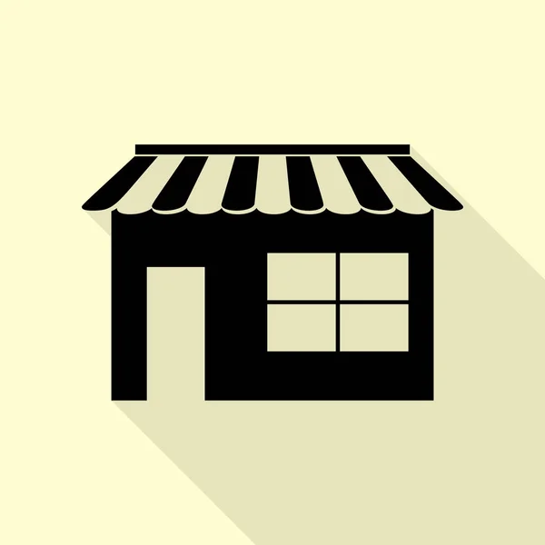 Ilustración del signo de tienda. Estilo plano icono negro en blanco . — Archivo Imágenes Vectoriales