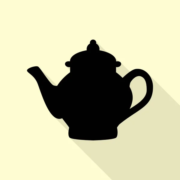 Tea maker sign. Black icon with flat style shadow path on cream background. — Stock Vector