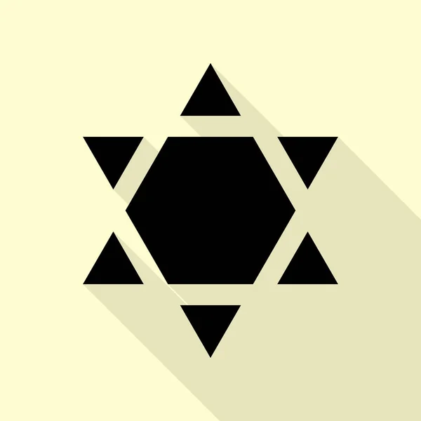 Kalkan Magen David Star ters. Ters İsrail sembolü. Düz stil siyah beyaz simgesine. — Stok Vektör