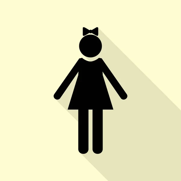 Girl sign illustration. Flat style black icon on white. — Stock Vector