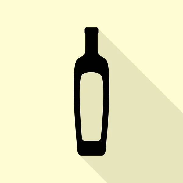 Signo de botella de aceite. Icono negro con camino de sombra de estilo plano sobre fondo crema . — Vector de stock