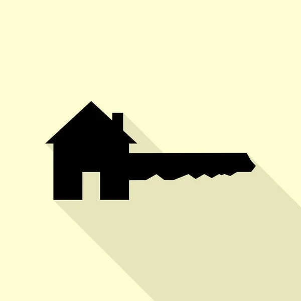 Home toets teken. Zwarte pictogram met vlakke stijl schaduw pad op crème achtergrond. — Stockvector