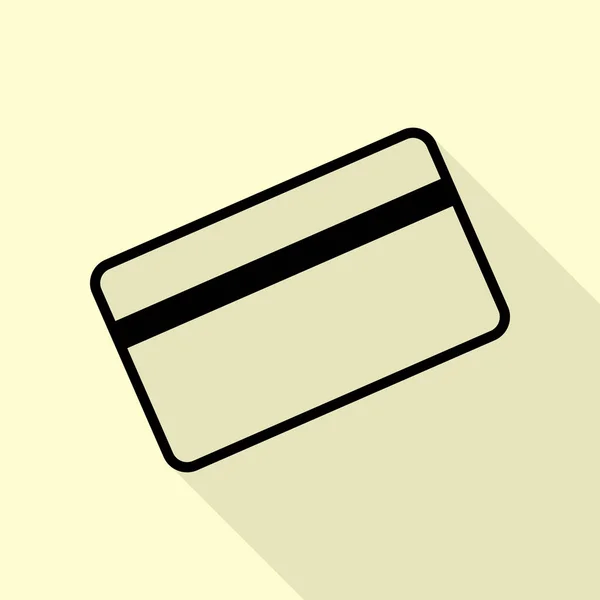 Kreditkort-symbol för nedladdning. Svart ikon med platt stil skugga sökväg på kräm bakgrund. — Stock vektor