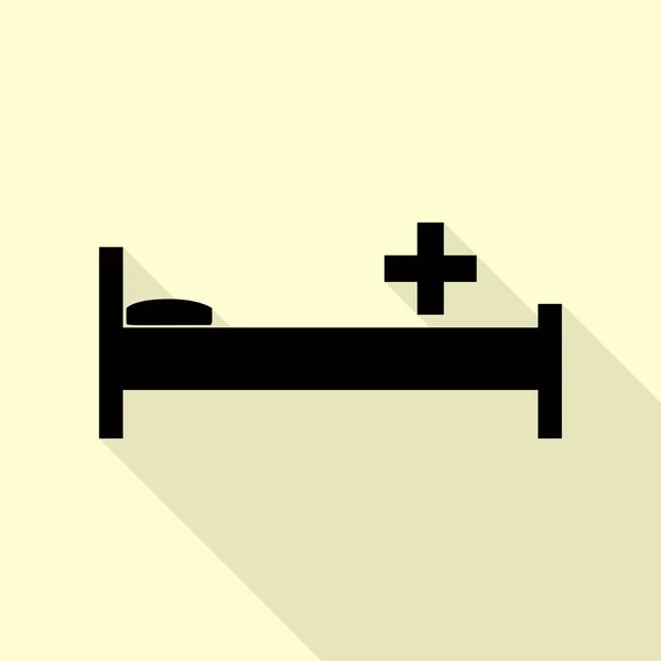 Ziekenhuis teken illustratie. Zwarte pictogram met vlakke stijl schaduw pad op crème achtergrond. — Stockvector