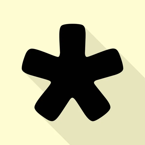Signe astrologique astérisque. Icône noire avec chemin d'ombre de style plat sur fond crème . — Image vectorielle