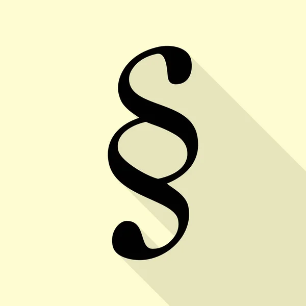Ilustración del signo de párrafo. Icono negro con camino de sombra de estilo plano sobre fondo crema . — Vector de stock