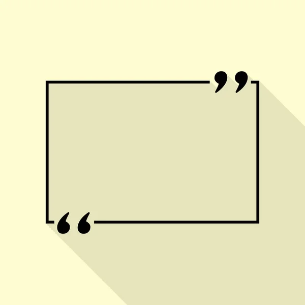 Anführungszeichen. schwarzes Symbol mit flachem Schattenpfad auf cremefarbenem Hintergrund. — Stockvektor