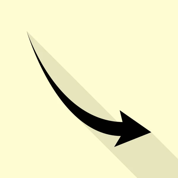 Signe fléchissant. Icône noire avec chemin d'ombre de style plat sur fond crème . — Image vectorielle