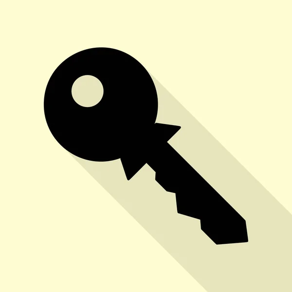 Signo clave ilustración. Icono negro con camino de sombra de estilo plano sobre fondo crema . — Vector de stock