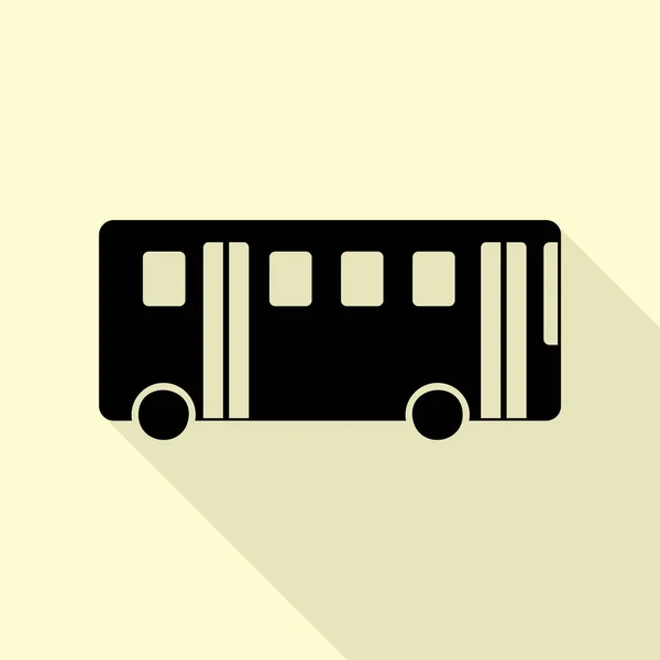 Bus eenvoudig teken. Zwarte pictogram met vlakke stijl schaduw pad op crème achtergrond. — Stockvector