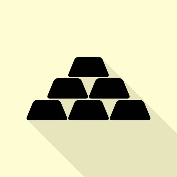 Золотий простий знак. Чорна піктограма з пласким стилем тіней на кремовому фоні . — стоковий вектор