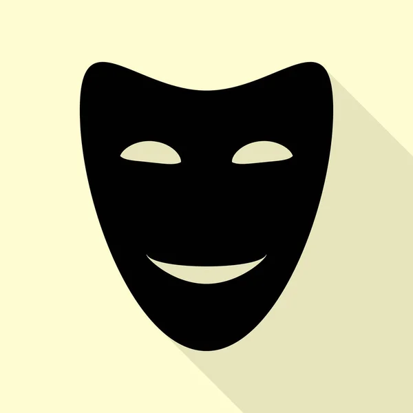 Masques théâtraux comiques. Icône noire avec chemin d'ombre de style plat sur fond crème . — Image vectorielle