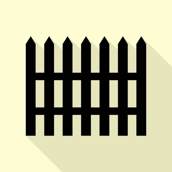 Zaun einfaches Zeichen. schwarzes Symbol mit flachem Schattenpfad auf cremefarbenem Hintergrund. — Stockvektor