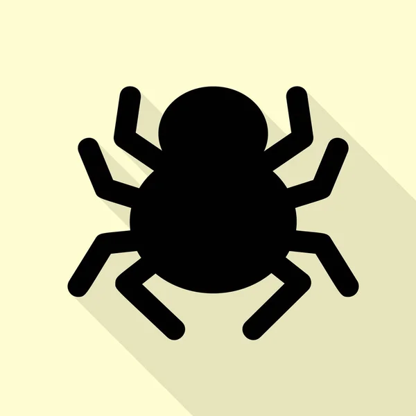 Spider sign illustration. Black icon with flat style shadow path on cream background. — Stock Vector