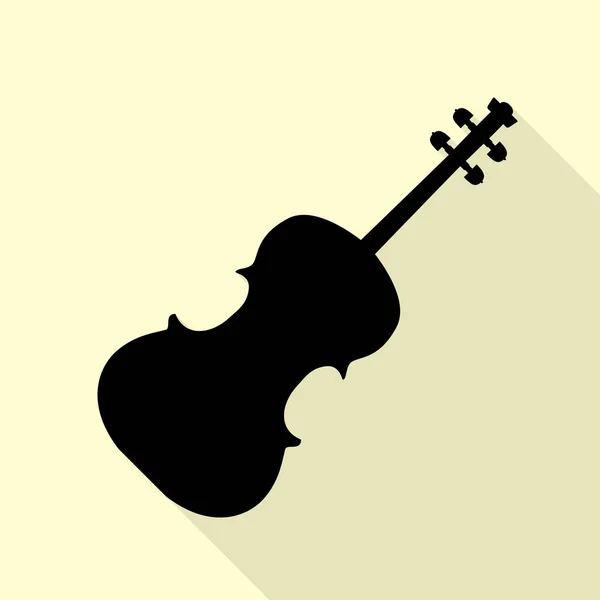 Violine sign illustration. Black icon with flat style shadow path on cream background. — Stock Vector