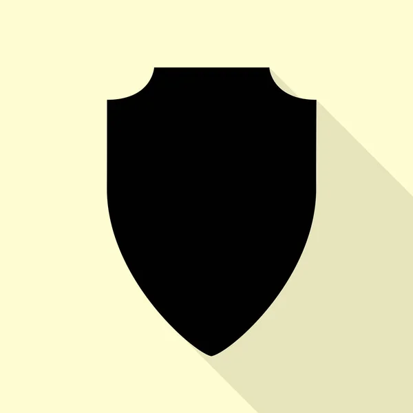 Ilustración de signos de escudo. Icono negro con camino de sombra de estilo plano sobre fondo crema . — Vector de stock