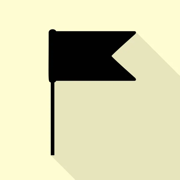 Ilustración del signo de bandera. Icono negro con camino de sombra de estilo plano sobre fondo crema . — Vector de stock