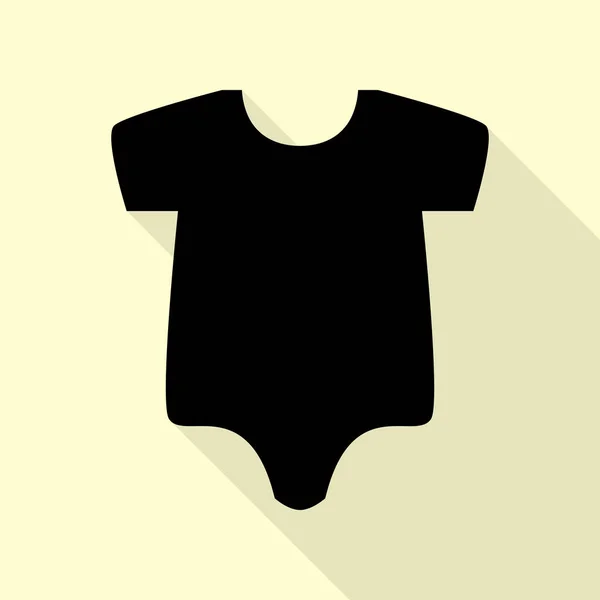 Illustration de bébé. Icône noire avec chemin d'ombre de style plat sur fond crème . — Image vectorielle