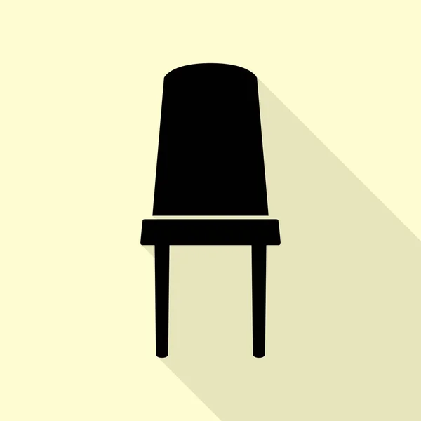 Γραφείο καρέκλα σημάδι. Μαύρο εικονίδιο με επίπεδη στυλ σκιάς διαδρομή σε κρέμα φόντο. — Διανυσματικό Αρχείο