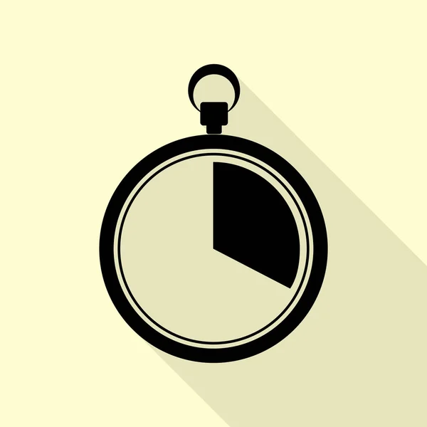 Il cartello del cronometro di 20 secondi e minuti. Icona nera con percorso ombra in stile piatto su sfondo crema . — Vettoriale Stock