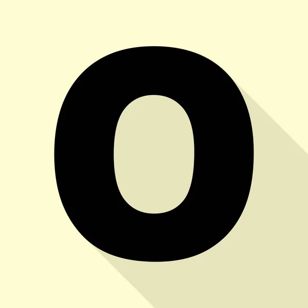 Lettera O segno elemento modello di design. Icona nera con percorso ombra in stile piatto su sfondo crema . — Vettoriale Stock