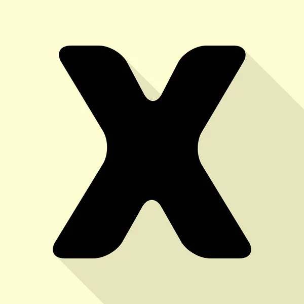 Písmeno X znamení prvek šablony návrhu. Černá ikona s ploché styl stínu cestou na krém pozadí. — Stockový vektor