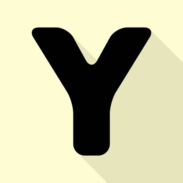 Bokstaven Y tecken design template-elementet. Svart ikon med platt stil skugga sökväg på kräm bakgrund. — Stock vektor