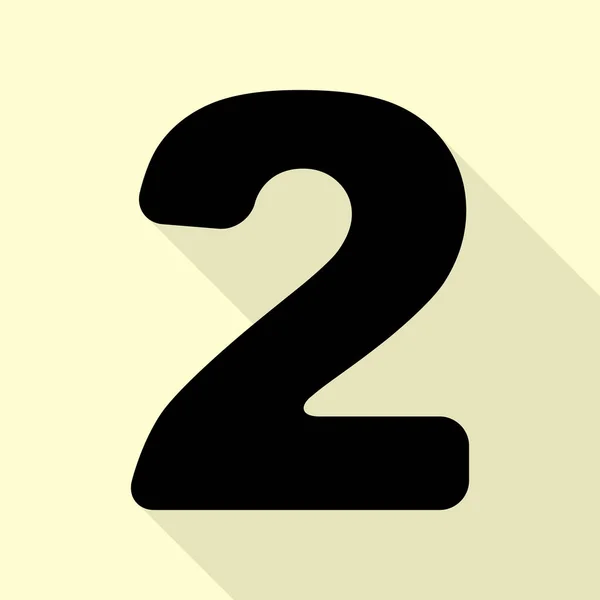 Σημάδι αριθμού 2 σχεδιαστικά στοιχεία πρότυπο. Μαύρο εικονίδιο με επίπεδη στυλ σκιάς διαδρομή σε κρέμα φόντο. — Διανυσματικό Αρχείο